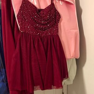 City Studio Burgundy Dress with Rhinestone Accents